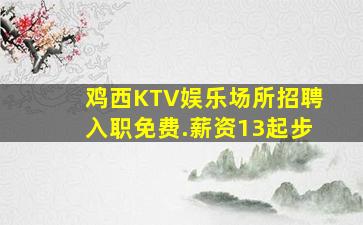 鸡西KTV娱乐场所招聘入职免费.薪资13起步